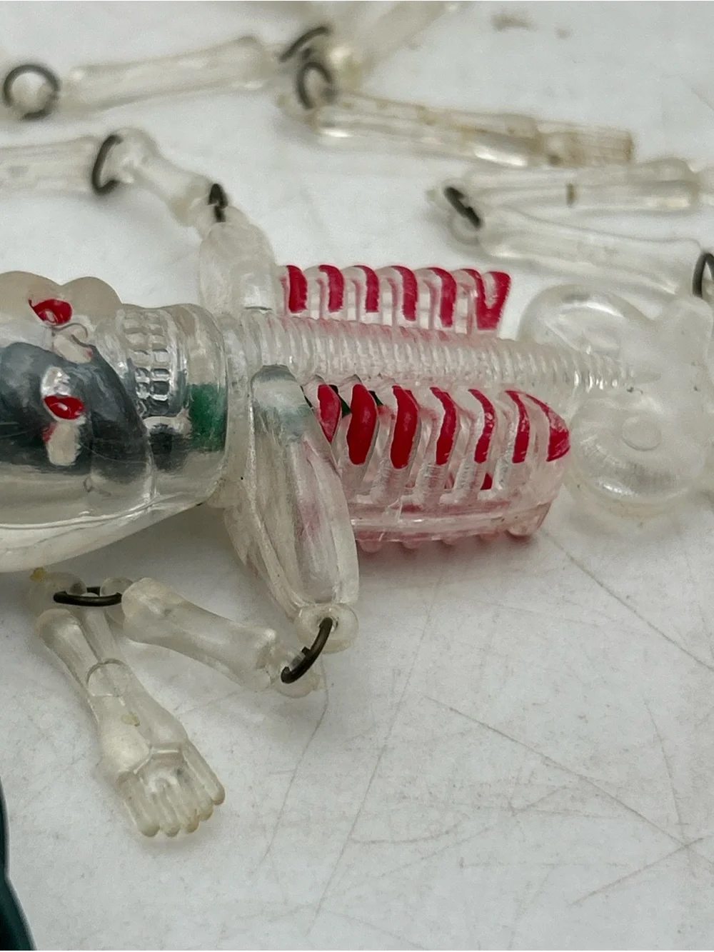 Vtg Blow Mold Halloween Skeleton String Lights Green Bulbs 9.5’(Missing 1 Arm)